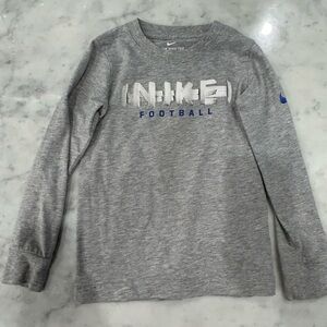 Nike Kids Gray and Blue Long Sleeve Football Tee